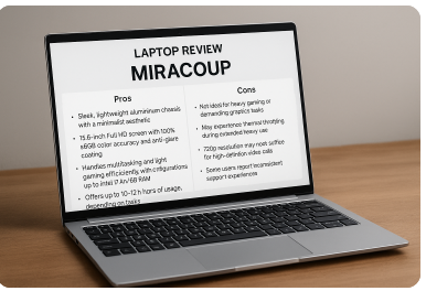 laptop review miracoup